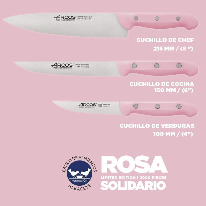 Arcos Küchenmesser-Set, Rosa, 3-teilig | Chefmesser zum Schälen von Gemüse | Limited Edition | Solid