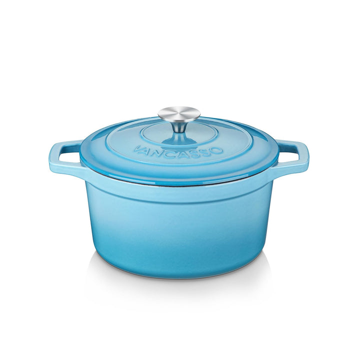 vancasso Gusseisen Topf Brot Backen, 2L /Ø 20cm Schmortopf, Bräter mit Deckel, Klein Emaille Topf Gu