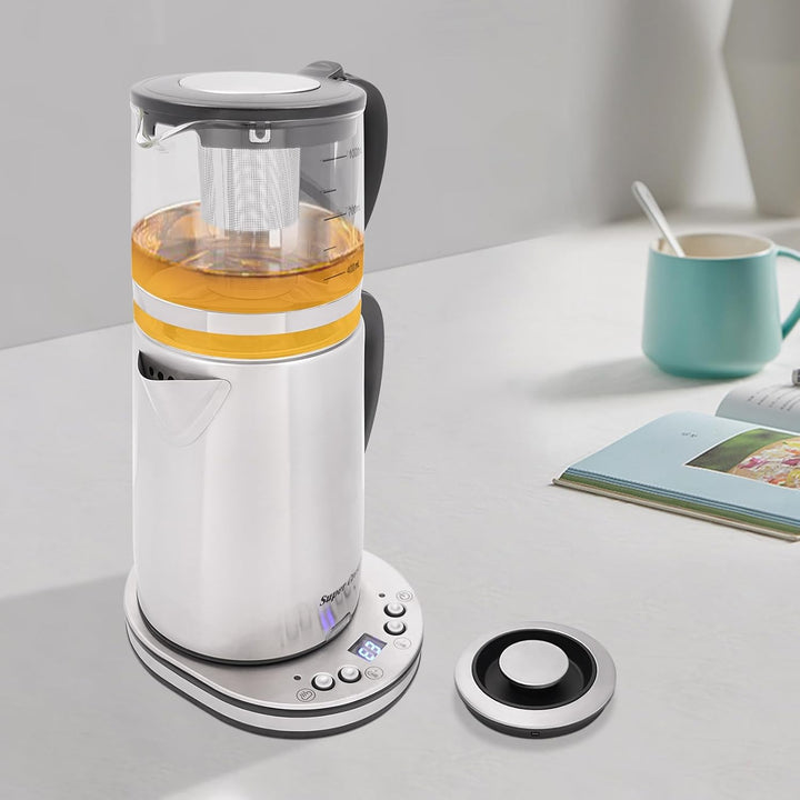 Elektrischer Wasserkocher, 2,5 l, und Teekanne aus Glas, 1 l, 1500 W, LCD-Display