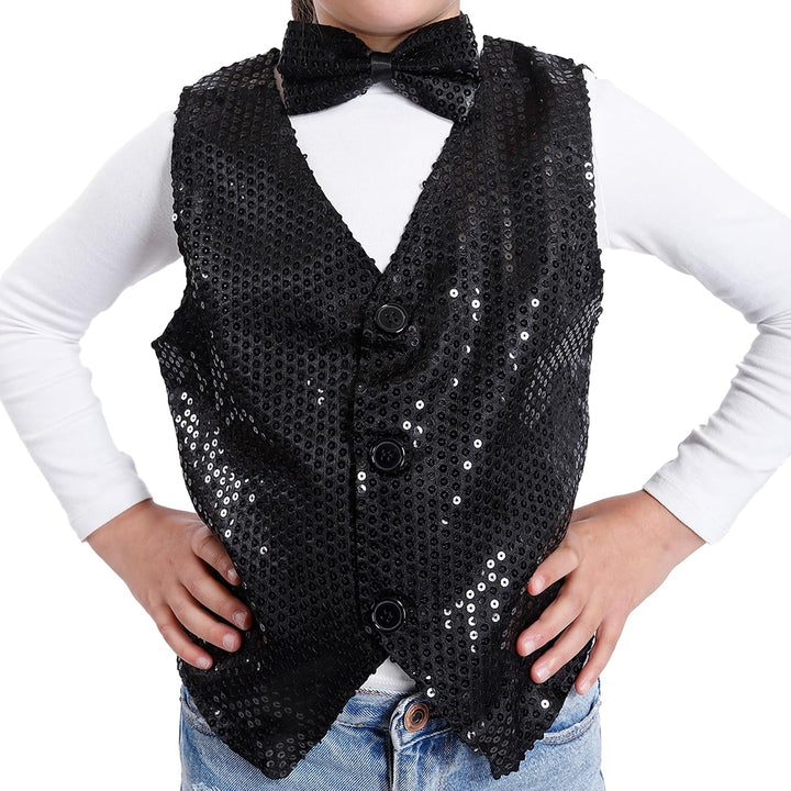 Carnavalife Paillettenweste für Jungen und Mädchen, Hip-Hop-Weste, Kostüm für Kinder, Party, Tanz, A