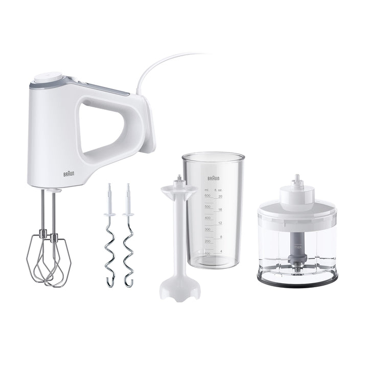 Braun MultiMix 3 - Handmixer mit 4 Zubehörteilen, 550 Watt, Weiss