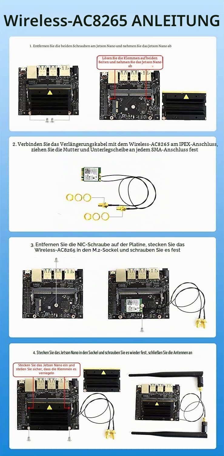 Waveshare AC8265 Wireless NIC Applicable for Jetson Nano 2.4G / 5G WiFi Bluetooth 4.2 Dual Mode Modu