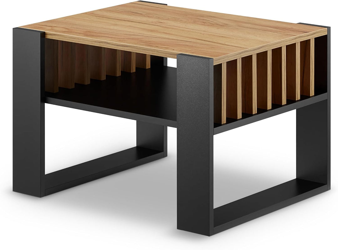 defiPad® Couchtisch mit Stauraum | 65CM Breite Kaffeetisch mit Lammelas | Modern Wohnzimmertisch Eic