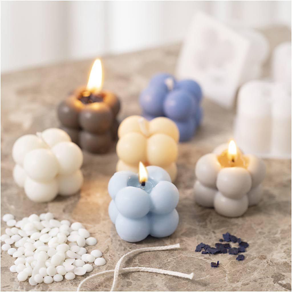 Creativ Bastelset Kerzenherstellung, warmes Beige, Creme, Hellblau, Sojakerzen, 1 Packung