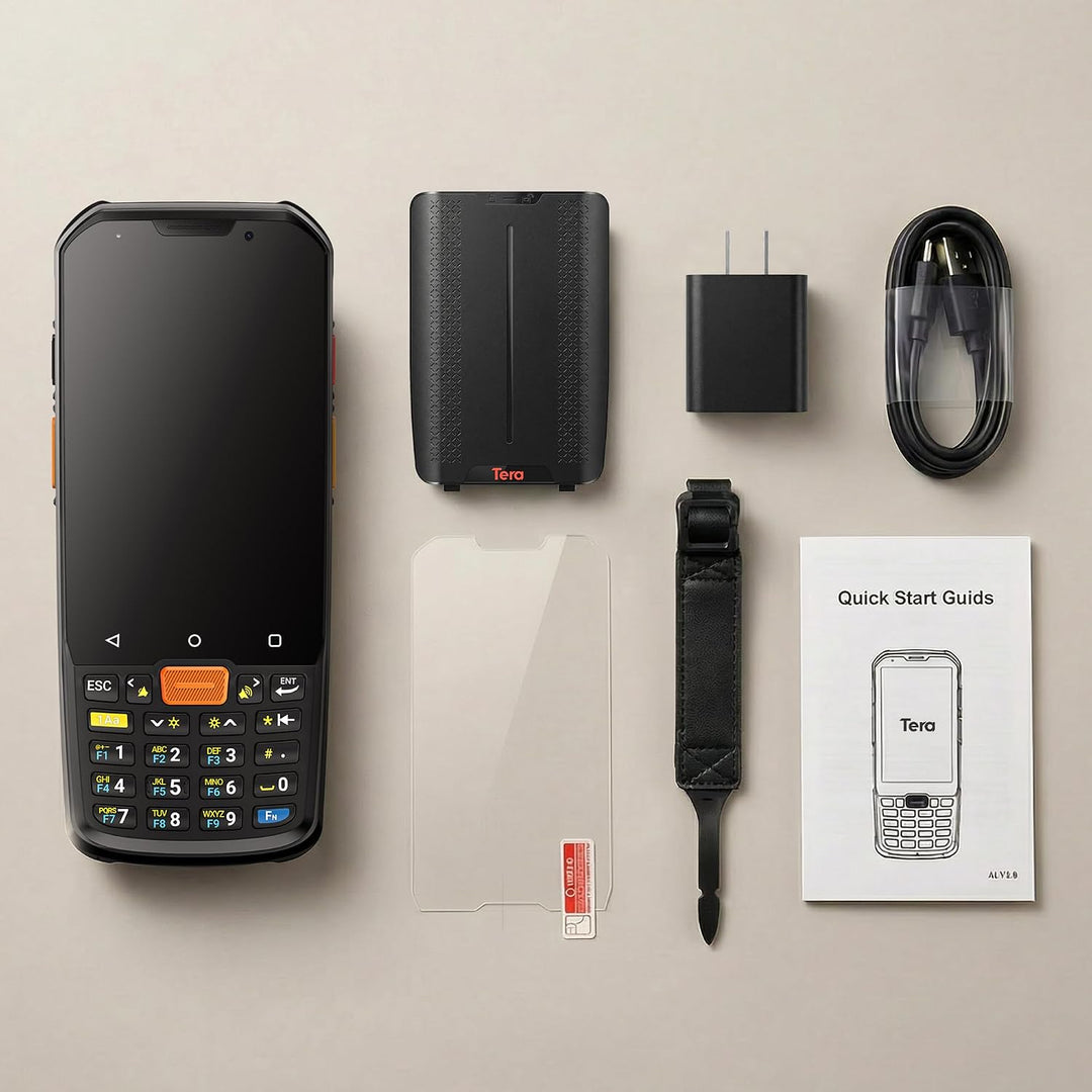 Tera Android 13 PDA Barcode Scanner: MTK Octa-Core 2.0GHz Honeywell HS7 4G + 64GB 4" 800×480 Display