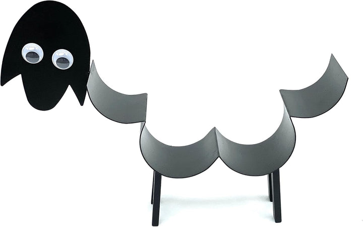 DanDiBo Handtuchhalter Schwarz Metall Schaf mit Wackelaugen WC Handtuchregal Gäste Bad Gästehandtuch