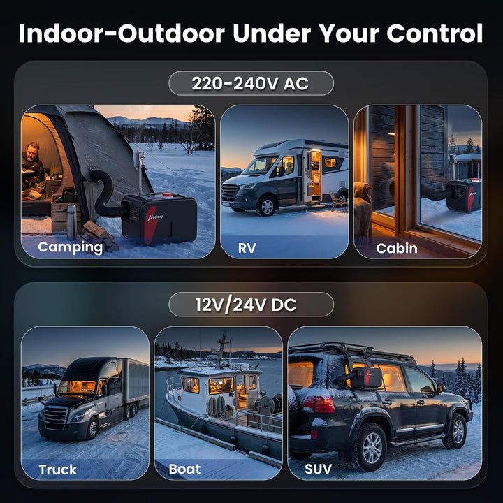 HCALORY 8kW Luft Dieselheizung, 12V/24V DC &amp; 220‑240V AC mit APP &amp; Adapter Schwarzrot 1, Schwarzrot