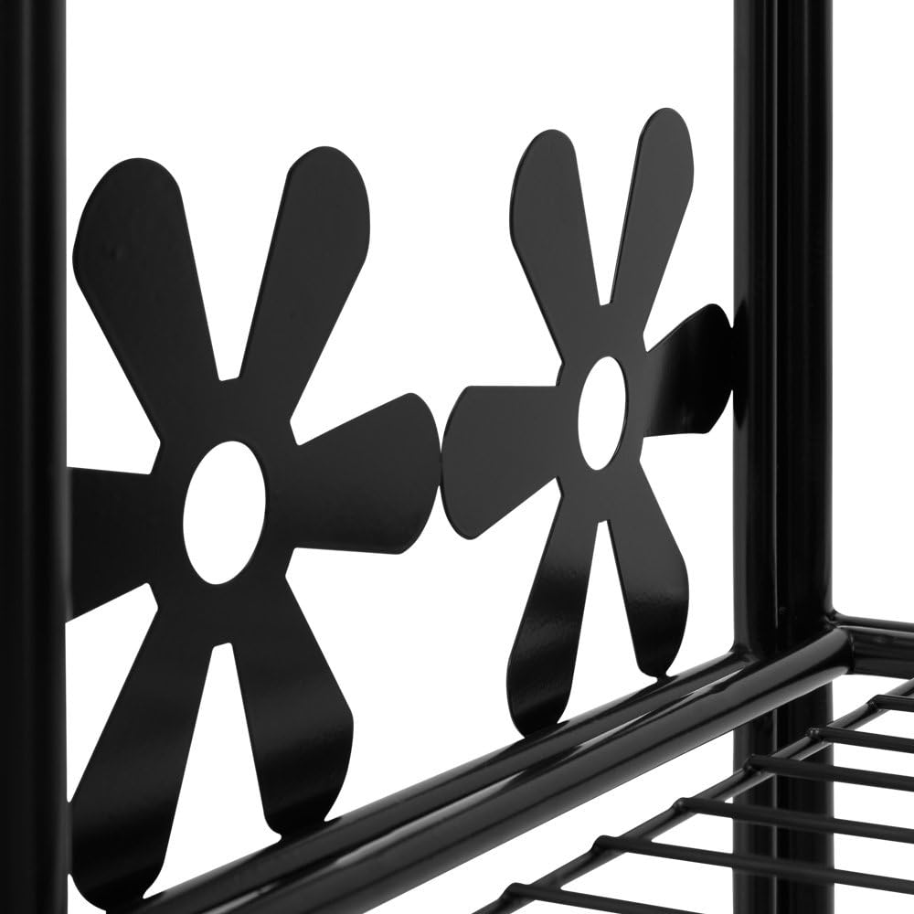 Deuba® Blumenregal Metall Schwarz 4 Etagen Balkon Outdoor Indoor Blumenständer Pflanzenständer Blume