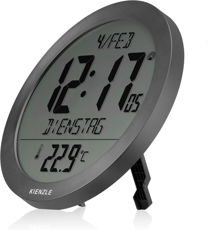 Kienzle DCF Funkwanduhr 18,7 cm mit Innentemperatur anthrazit