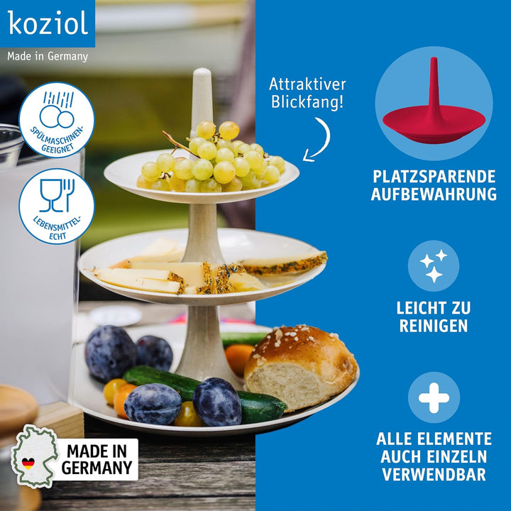 Koziol BABELL L Etagere 3-teilig | Servierständer für Kuchen, Gebäck, Obst, Käse, Sandwiches | biozi