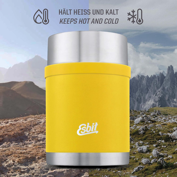 Esbit Thermobehälter Sculptor für Essen - Warmhaltebehälter 1000 ml in Sunshine Yellow - aus Edelsta
