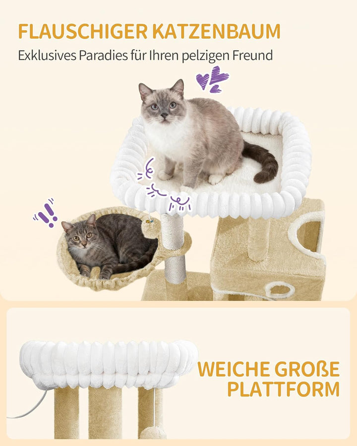 Hzuaneri Kratzbaum, 98 cm Kleiner Katzenbaum, Geräumiges und Stabile, mit Weiche Grosse Plattform, P