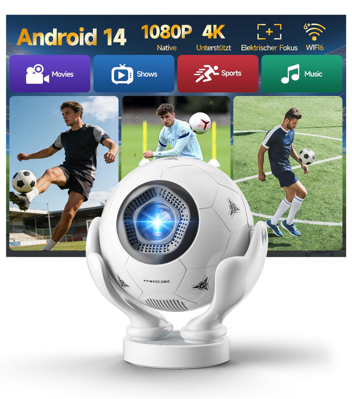 Mini Beamer, Magcubic Smart Projektor 4K Unterstützt, 1080P Native 400 ANSI weiss, weiss