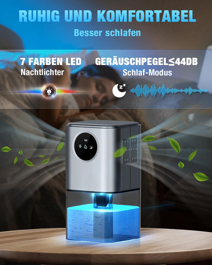 Elektrischer Luftentfeuchter 1700ML, Luftentfeuchter Tragbar Grau, Grau
