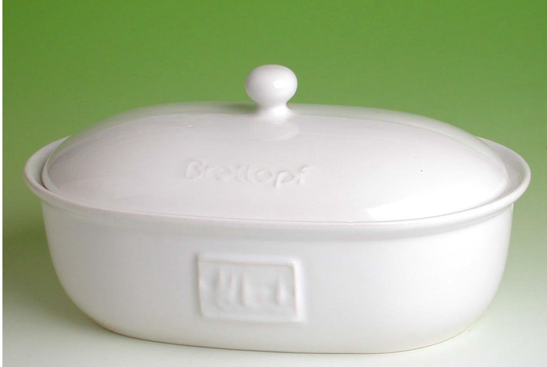 Brottopf oval weiss mit seitlichen Belüftungslöchern