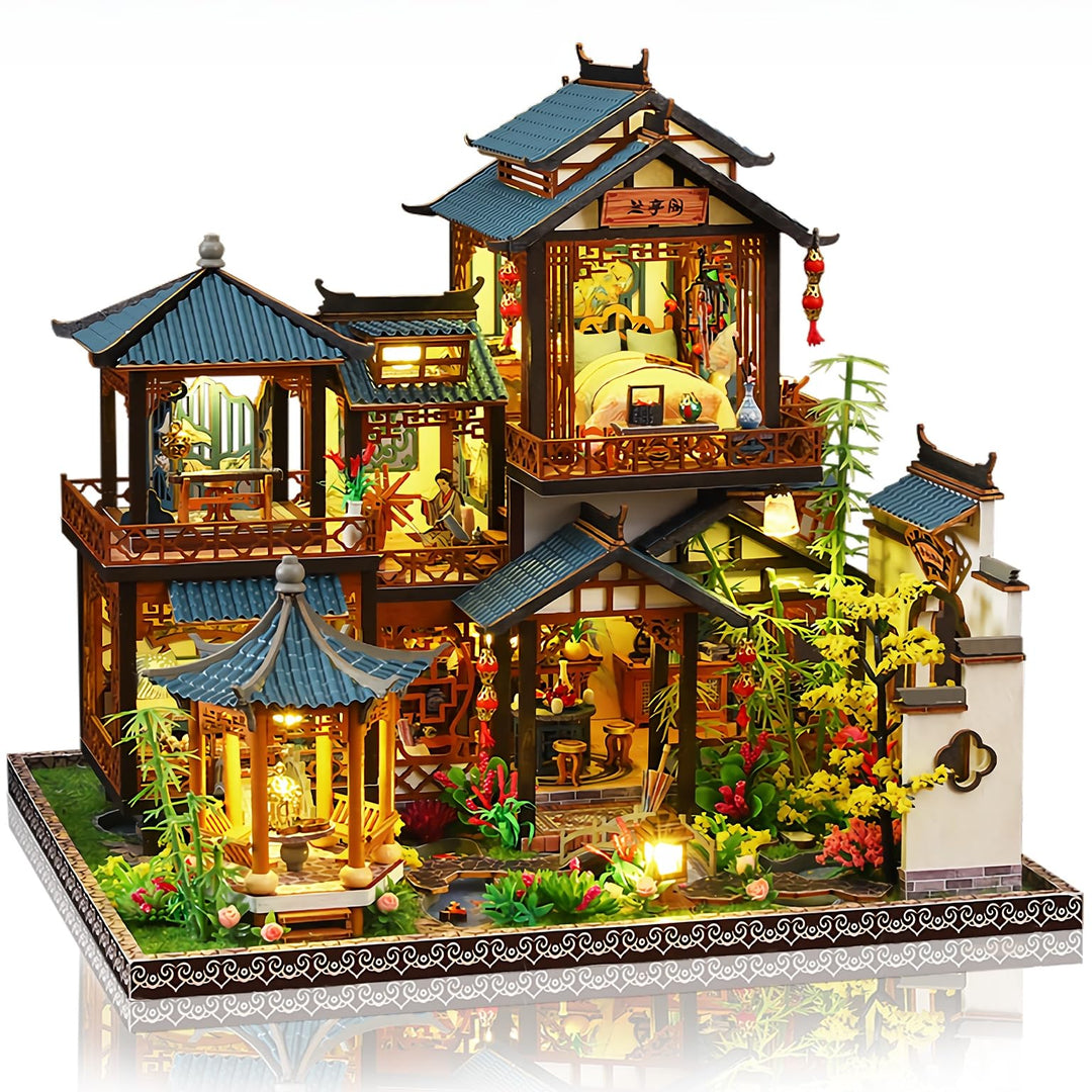 Cuteefun DIY Miniatur Puppenhaus Kit mit LED Licht -Blumengarten | Kreatives Handwerk &amp; Wohndekorati