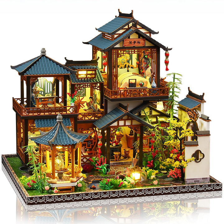 Cuteefun DIY Miniatur Puppenhaus Kit mit LED Licht -Blumengarten | Kreatives Handwerk &amp; Wohndekorati