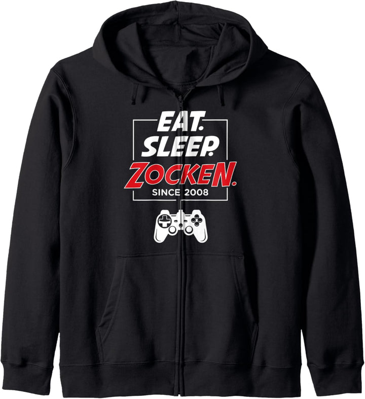 Videogamer Geschenkidee Eat Sleep Zocken since 2008 Kapuzenjacke