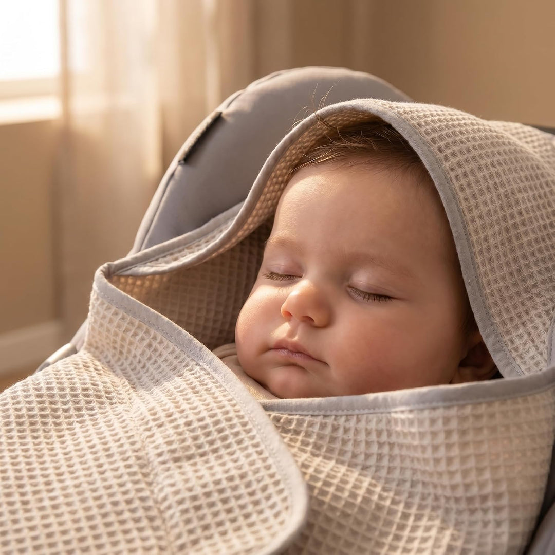 Solvera Einschlagdecke Babyschale Maxi Cosi Sommer 100% Baumwolle Grau, Grau