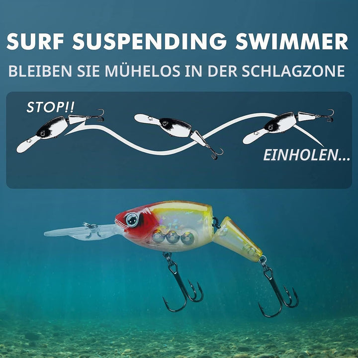 TRUSCEND Kunstköder Hecht, Fisch Köder für Zander Barsch Forellen Wobbler Swimbait, Angelköder Fisch