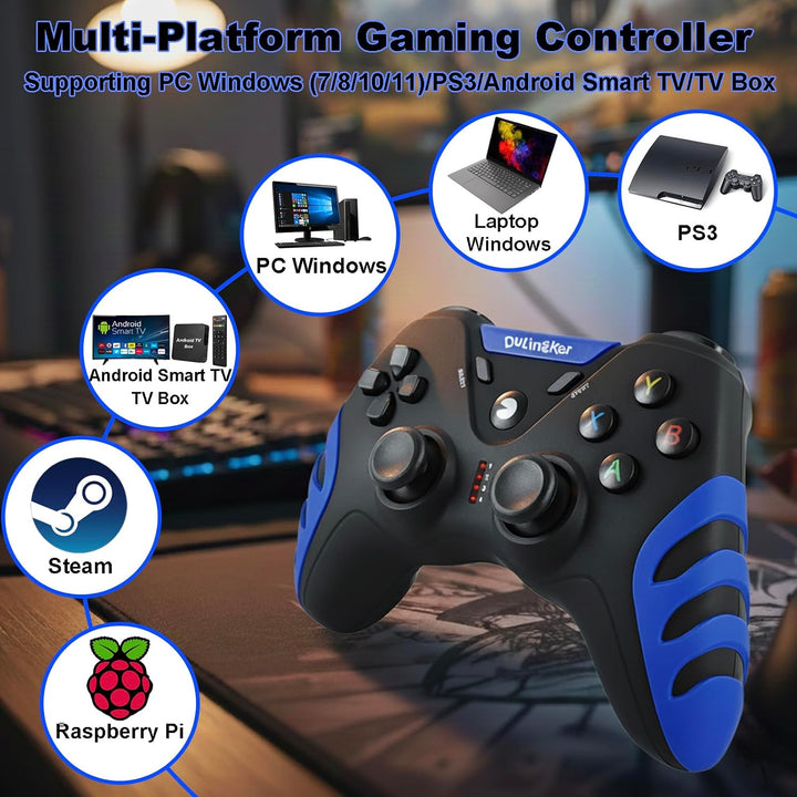 DuLingKer PC Controller Wireless, PS3 Controller PC Gamepad mit Dual Vibration, 2,4G Wireless Contro
