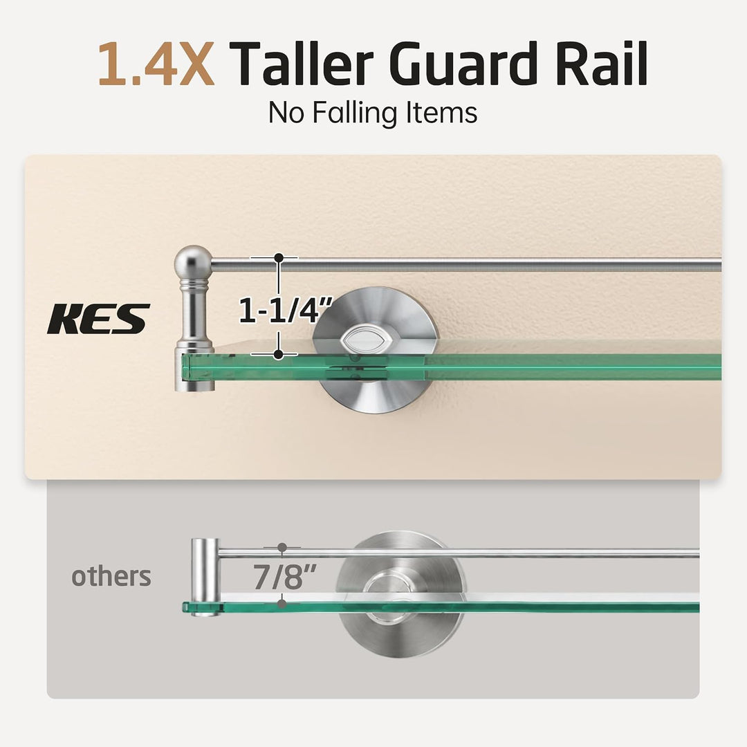 KES Duschablage Glas 50 cm, Glasregal Glasablage für Badezimmer