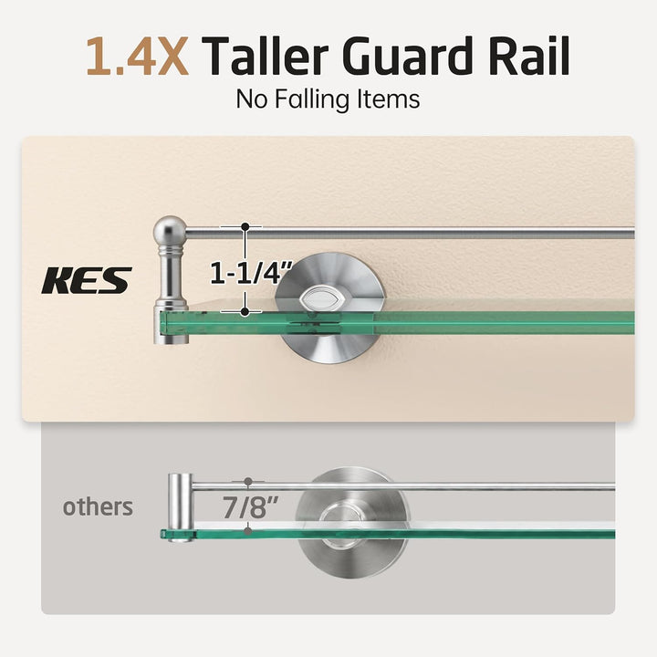 KES Duschablage Glas 50 cm, Glasregal Glasablage für Badezimmer