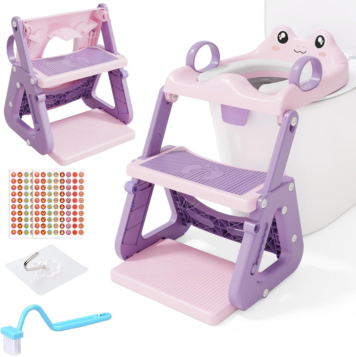 Toilettensitz Kinder mit Treppe,Stabil Kinder Toilettensitz mit Dreiecksstruktur,3 in 1 Toilettentra