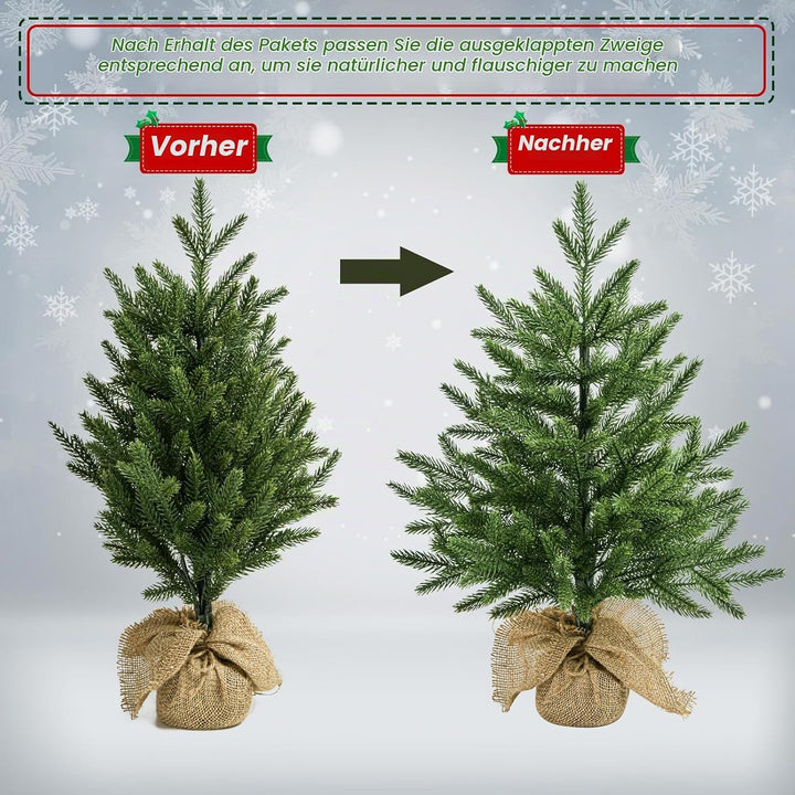 Mini Weihnachtsbaum Künstlich, 60cm Kleiner Grüner Weihnachtsbaum Tisch Tannenbaum PE Christbaum für