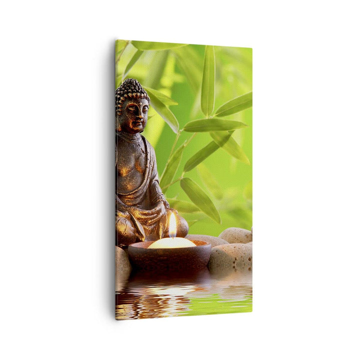 Bilder auf Leinwand 55x100cm Leinwandbild mit Rahmen Buddhismus Feng Shui Spa Bambus Gross Wanddeko