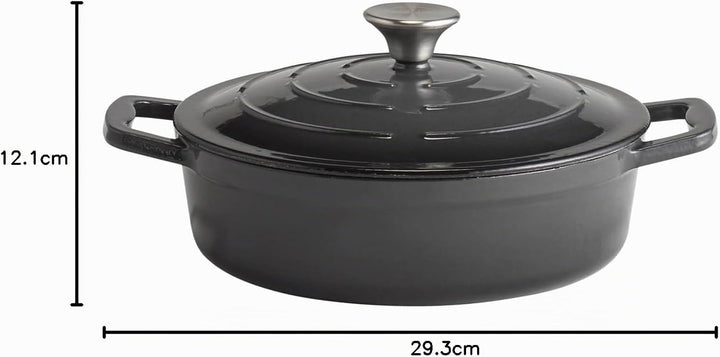 APS 88301 Bräter mit Deckel "5 STARS", Gusseisen, induktionsgeeignet, ofenfest, inkl. Deckelhalter,