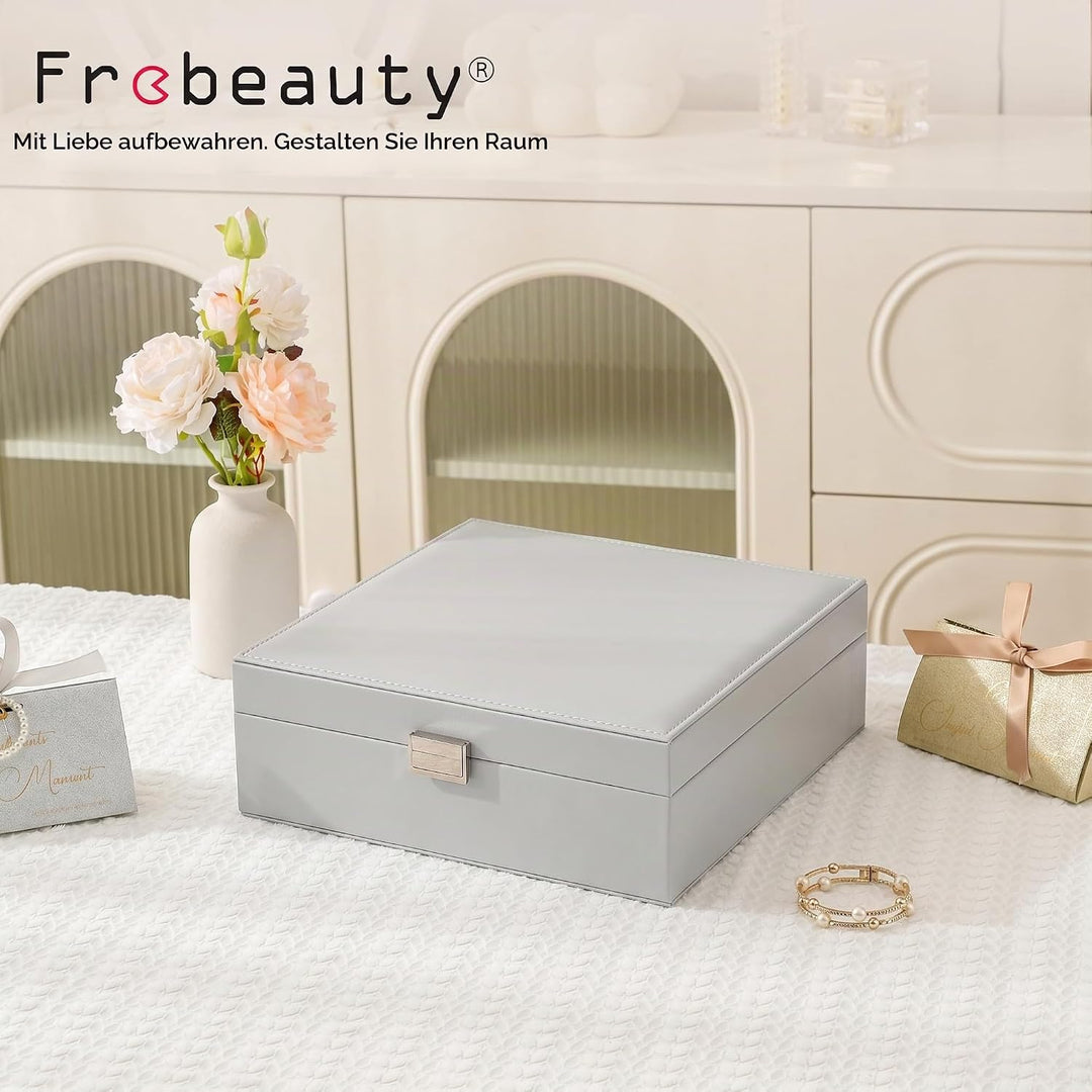 Frebeauty Ohrring-Organizer, klassische Schmuckschatulle, 50 Fächer, doppellagig, Schmuck-Aufbewahru