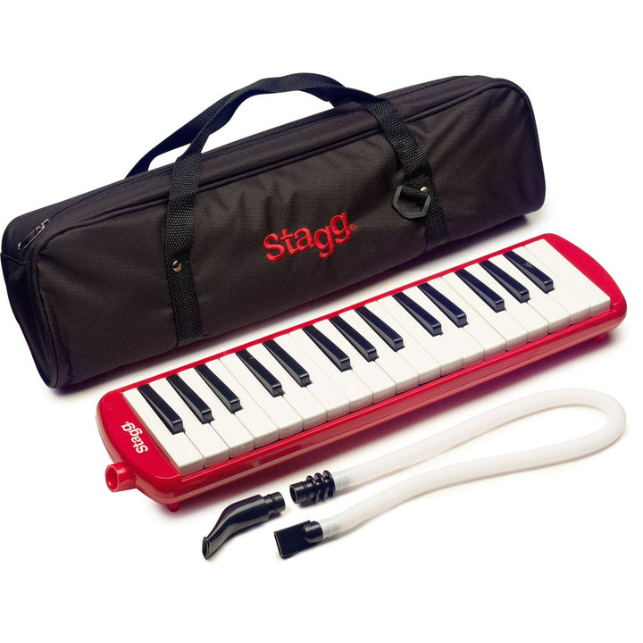 Stagg 32-Noten Melodica MELOSTA32RD mit Tasche, rot rot 32 Notes Einzelbett, rot 32 Notes Einzelbett