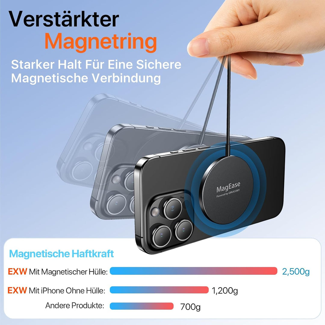 EXW Magnetisches Wireless Ladegerät 2er-Pack, 15W MagSafe-kompatibles Kabelloses Ladegerät für iPhon