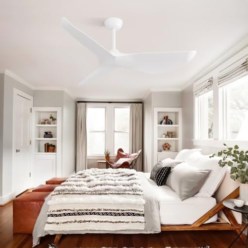 Deckenventilator 38 Zoll Weiss ohne Licht, DC Motor, Fernbedienung, Timer