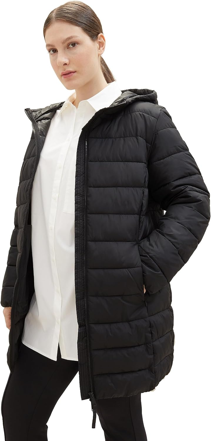 TOM TAILOR Damen 1038990 Lightweight Steppmantel (1er Pack) 44 14482 - Deep Black, 44 14482 - Deep B