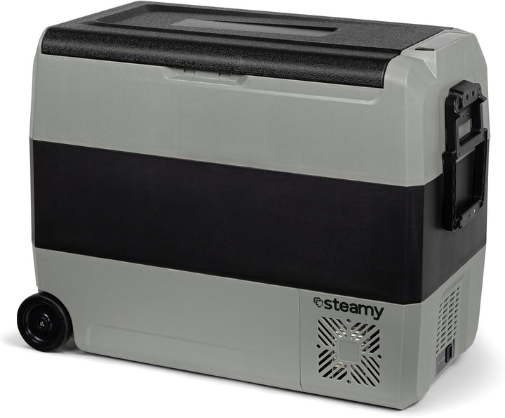 Steamy-E Dual Zone 60 Roller, Elektrische Kompressor Kühlbox mit Rollen, 56 Liter, 12V/ 230V, zum Kü