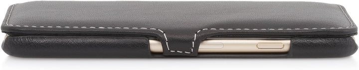 STILGUT Leder-Hülle kompatibel mit iPhone 6 Book Type mit Standfunktion, schwarz Nappa, Schwarz Napp