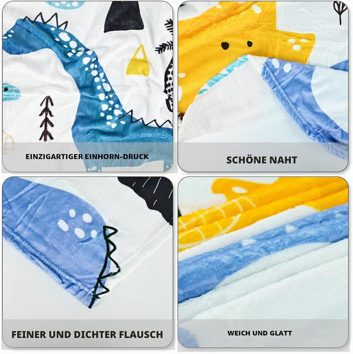 Kuscheldecke Kinder Dinosaurier, Dinosaurier Muster Weiche Mikrofaser Flauschig Decke, Sofa Couch Wo