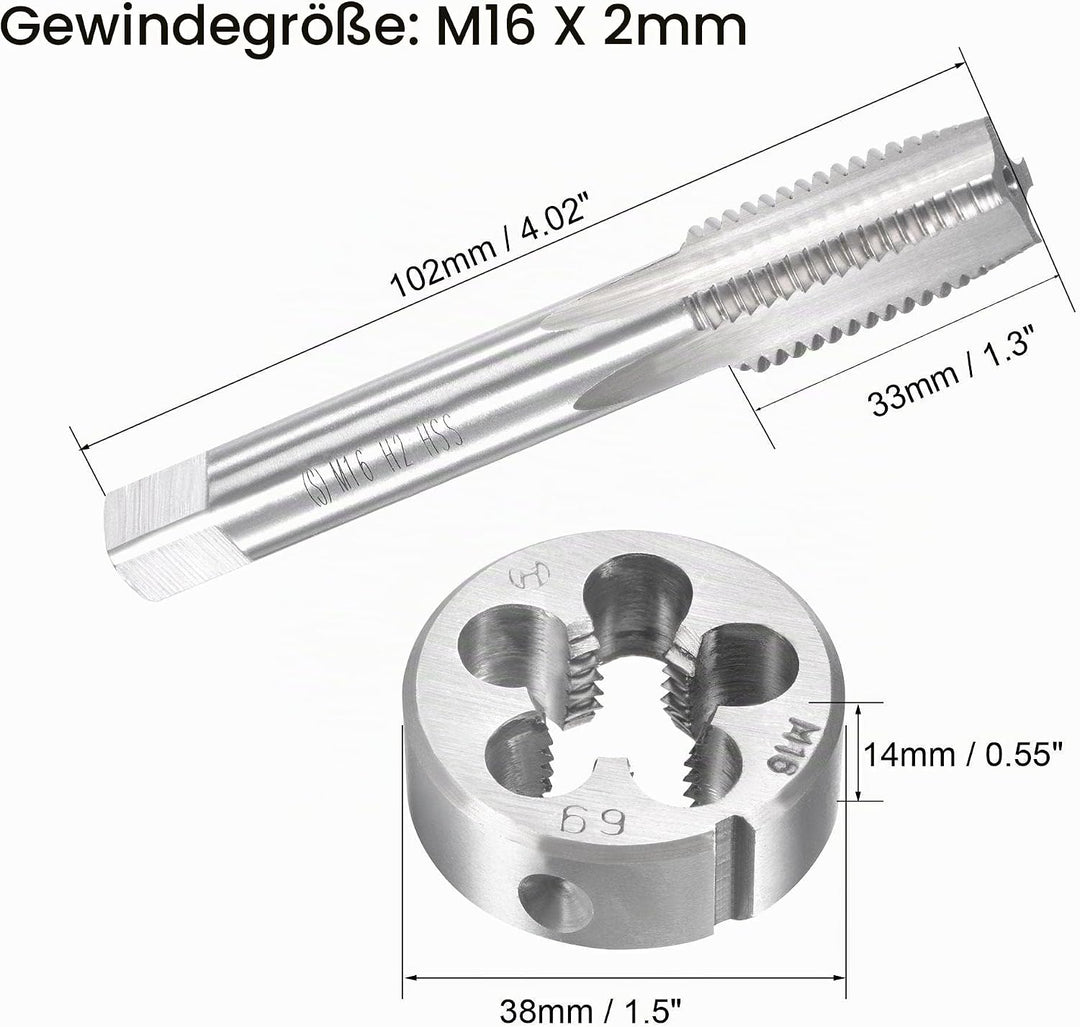 sourcing map Gewindebohrer M16 x 2mm Gewindebohrer mit Legierungswerkzeug, M16 x 2mm