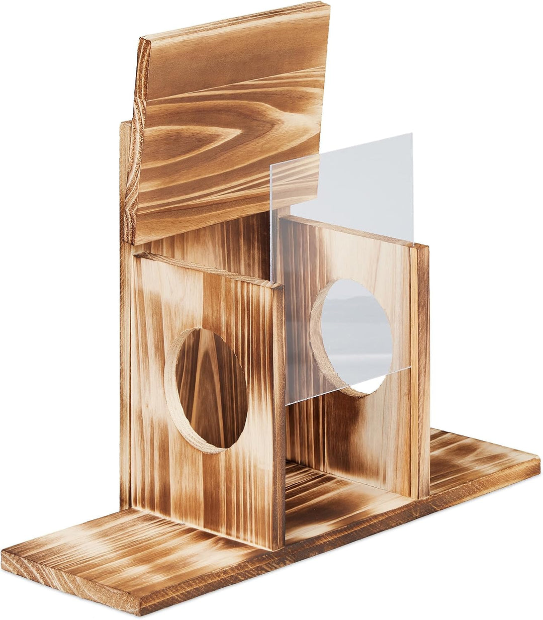 Relaxdays Eichhörnchen Futterhaus, Holz, 2 Eingänge &amp; Sitzplattformen, zum Aufhängen, Eichhörnchenfu