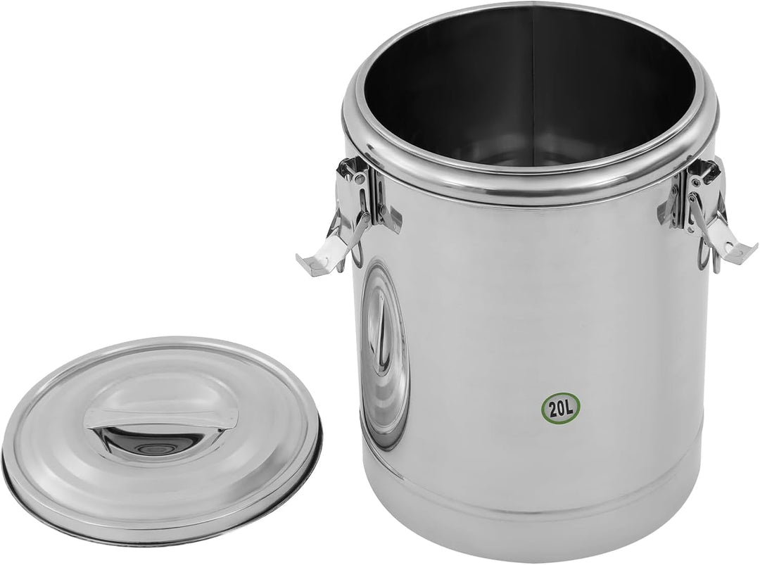Thermobehälter 20L Edelstahl isolierter Eimer mit Deckel, Warmhaltebehälter für Essen 12h heiss &amp; ka