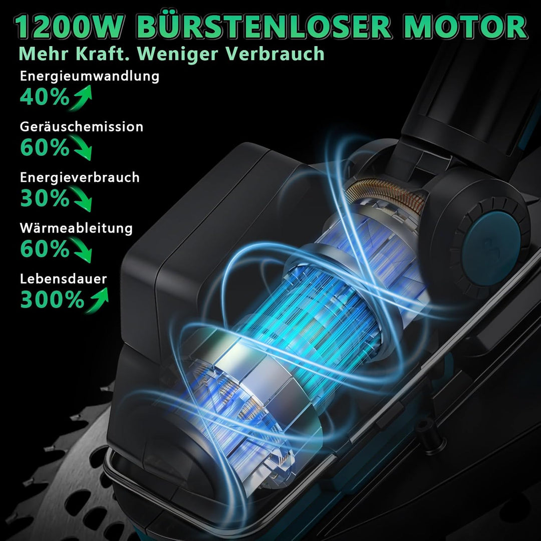 7-IN-1 Akku Rasentrimmer Kompatibel mit Makita Akkus 18V, 1200W Bürstenloser Freischneider Akku mit