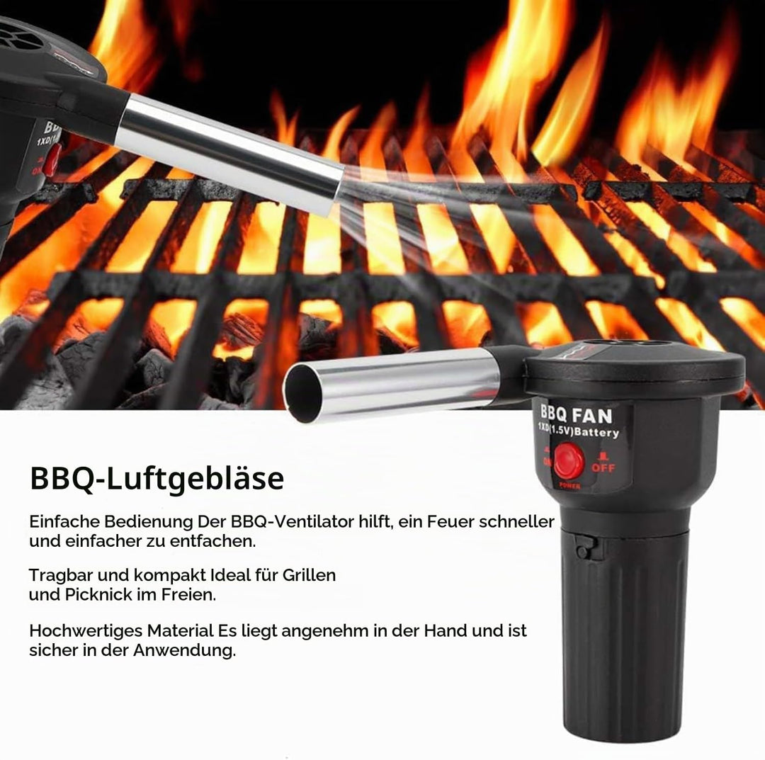 BBQ Ventilator, Tragbarer BBQ Fan Grillgebläse, Elektrischer Batteriebetriebener Grillventilator Feu