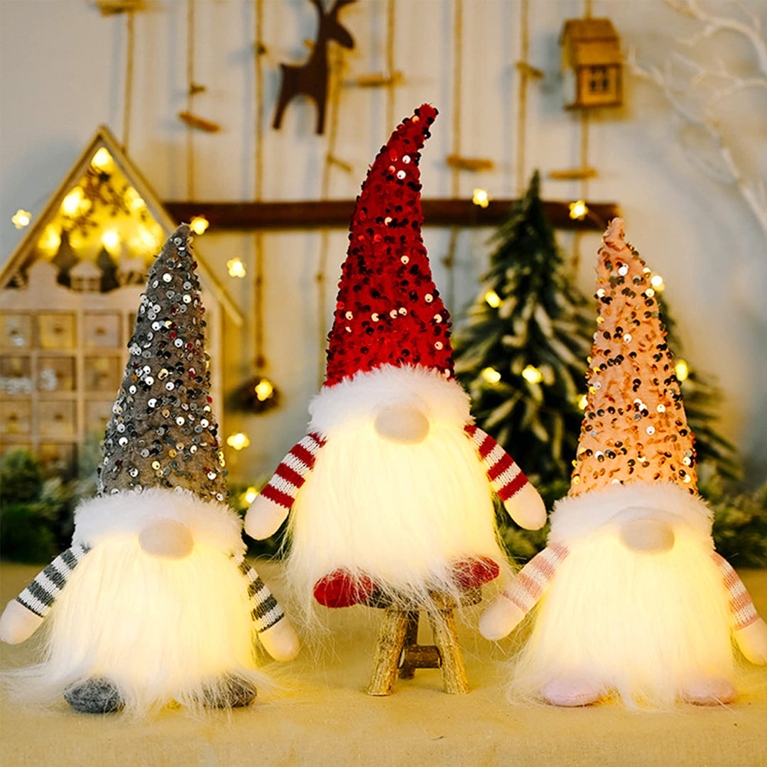 3 Stück weihnachtswichtel Weihnachtsdekoration mit LED, Weihnachtszwerge Plüsch-Dekorationen Wichte