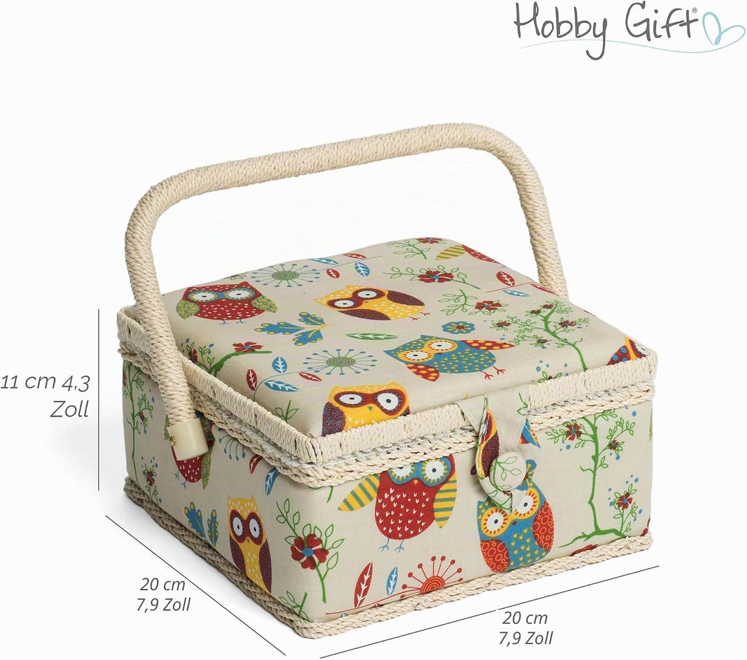 Hobby Gift Nähkästchen Klein mit Griff - Nähkorb aus Baumwolle mit Fächern für Nähzubehör &amp; Werkzeug