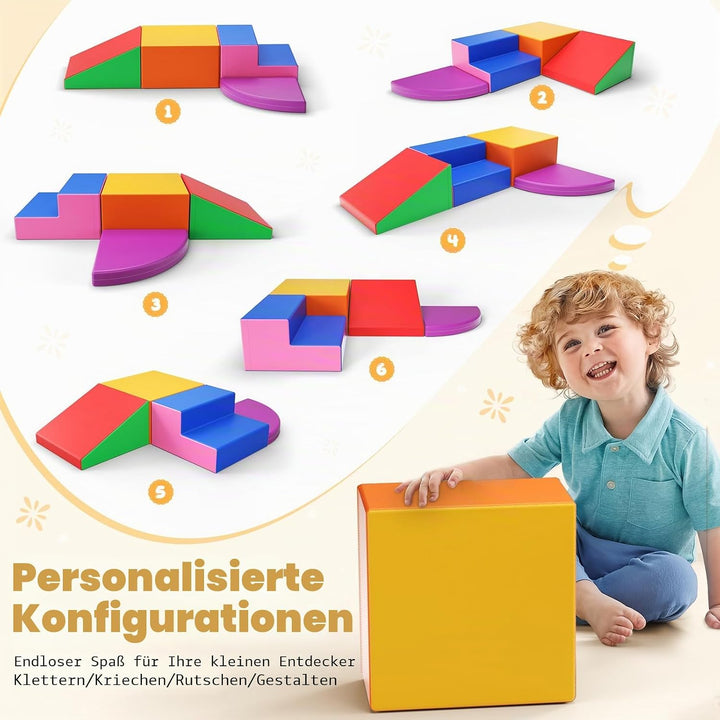 Corner Climber 4er Softbausteine Set,Baby-Kletterblöcke, kratzfester PU-Bezug, leicht zu reinigen, v