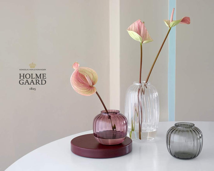 Holmegaard Vase H12.5 cm Primula Optisches Muster aus mundgeblasenem Glas, grau 14,50x14,50x12,50 Gr