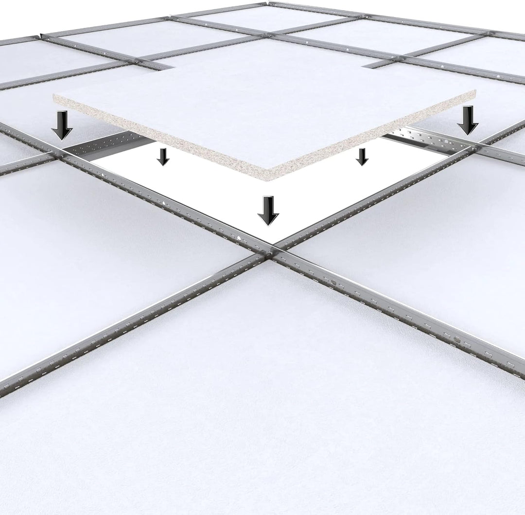 CALGARY | 10-er Set Deckenplatten | Weiss Deckenpaneele | 59,5 x 59,5 cm | Dicke:12 mm | Oberfläche: