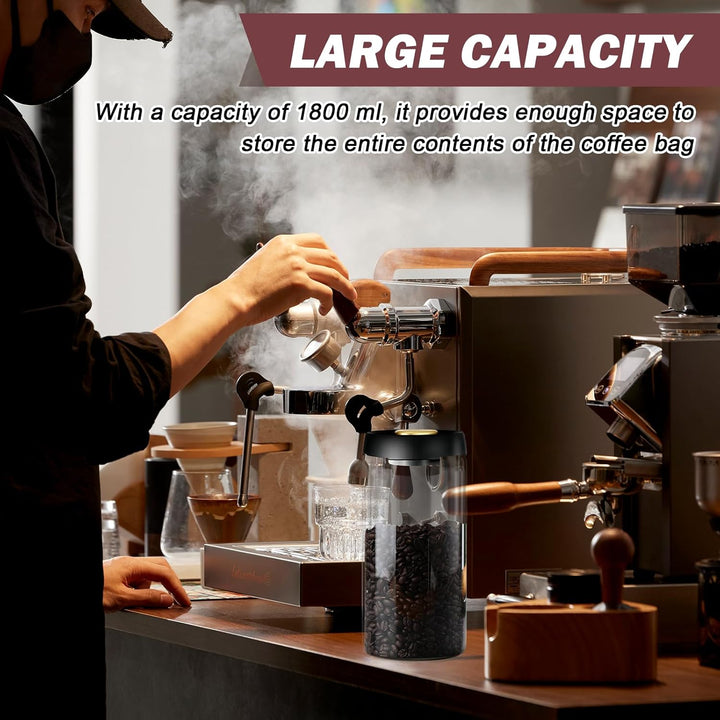 1800ml Luftdichte Kaffeedose: Vorratsdose für Kaffee, Vorratsgläser mit Vakuumdeckel, Vakuum Kaffee